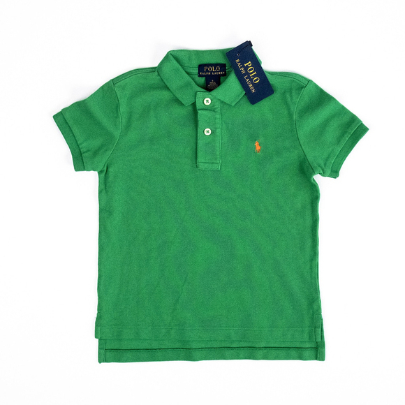 NWT Polo Ralph Lauren Little Boys Mesh Polo Shirt Green Pony Orange $49 - Size 5 - Picture 5 of 9